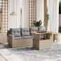 Preview: ARDEBO.de - 5-tlg. Garten-Sofagarnitur mit Kissen Beige Poly Rattan