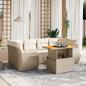 Preview: ARDEBO.de - 7-tlg. Garten-Sofagarnitur mit Kissen Beige Poly Rattan