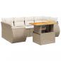 Preview: 7-tlg. Garten-Sofagarnitur mit Kissen Beige Poly Rattan