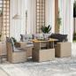 Preview: ARDEBO.de - 6-tlg. Garten-Sofagarnitur mit Kissen Beige Poly Rattan