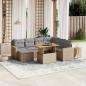 Preview: ARDEBO.de - 8-tlg. Garten-Sofagarnitur mit Kissen Beige Poly Rattan