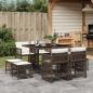 Preview: ARDEBO.de - 9-tlg. Garten-Essgruppe mit Kissen Braun Poly Rattan