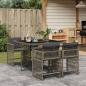 Preview: ARDEBO.de - 5-tlg. Garten-Essgruppe mit Kissen Grau Poly Rattan