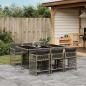 Preview: ARDEBO.de - 7-tlg. Garten-Essgruppe mit Kissen Grau Poly Rattan