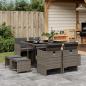 Preview: ARDEBO.de - 9-tlg. Garten-Essgruppe mit Kissen Grau Poly Rattan