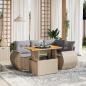 Preview: ARDEBO.de - 5-tlg. Garten-Sofagarnitur mit Kissen Beige Poly Rattan