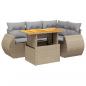 Preview: 5-tlg. Garten-Sofagarnitur mit Kissen Beige Poly Rattan