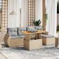 Preview: ARDEBO.de - 6-tlg. Garten-Sofagarnitur mit Kissen Beige Poly Rattan