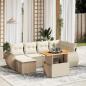 Preview: ARDEBO.de - 7-tlg. Garten-Sofagarnitur mit Kissen Beige Poly Rattan