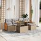 Preview: ARDEBO.de - 6-tlg. Garten-Sofagarnitur mit Kissen Beige Poly Rattan