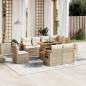 Preview: ARDEBO.de - 9-tlg. Garten-Sofagarnitur mit Kissen Beige Poly Rattan