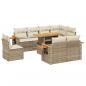 Preview: 9-tlg. Garten-Sofagarnitur mit Kissen Beige Poly Rattan