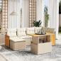 Preview: ARDEBO.de - 7-tlg. Garten-Sofagarnitur mit Kissen Beige Poly Rattan