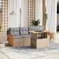 Preview: ARDEBO.de - 5-tlg. Garten-Sofagarnitur mit Kissen Beige Poly Rattan