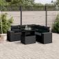 Preview: ARDEBO.de - 6-tlg. Garten-Sofagarnitur mit Kissen Schwarz Poly Rattan