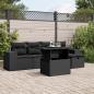 Preview: ARDEBO.de - 6-tlg. Garten-Sofagarnitur mit Kissen Schwarz Poly Rattan