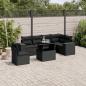 Preview: ARDEBO.de - 7-tlg. Garten-Sofagarnitur mit Kissen Schwarz Poly Rattan