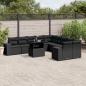 Preview: ARDEBO.de - 11-tlg. Garten-Sofagarnitur mit Kissen Schwarz Poly Rattan