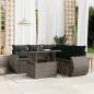 Preview: ARDEBO.de - 6-tlg. Garten-Sofagarnitur mit Kissen Grau Poly Rattan