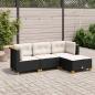 Preview: ARDEBO.de - 4-tlg. Garten-Sofagarnitur mit Kissen Schwarz Poly Rattan