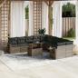 Preview: ARDEBO.de - 11-tlg. Garten-Sofagarnitur mit Kissen Grau Poly Rattan