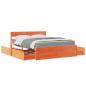 Preview: ARDEBO.de - Bett mit Schubladen und Matratze Wachsbraun 140x200 Massivholz