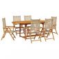 Preview: 7-tlg. Garten-Essgruppe Poly Rattan und Massivholz Beige