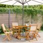 Preview: ARDEBO.de - 5-tlg. Garten-Essgruppe Stoff und Massivholz Beige