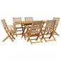 Preview: 7-tlg. Garten-Essgruppe Poly Rattan und Massivholz Beige