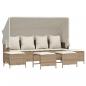 Preview: 5-tlg. Garten-Sofagarnitur mit Kissen Beige Poly Rattan