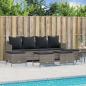 Preview: ARDEBO.de - 5-tlg. Garten-Sofagarnitur mit Kissen Grau Poly Rattan