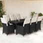 Preview: ARDEBO.de - 9-tlg. Garten-Essgruppe mit Kissen Schwarz Poly Rattan