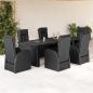 Preview: ARDEBO.de - 7-tlg. Garten-Essgruppe mit Kissen Schwarz Poly Rattan