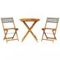 Preview: 3-tlg. Bistro-Set Grau Poly Rattan und Massivholz