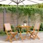 Preview: ARDEBO.de - 3-tlg. Bistro-Set Beige Stoff und Massivholz