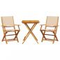 Preview: 3-tlg. Bistro-Set Beige Stoff und Massivholz