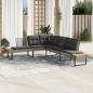 Preview: ARDEBO.de - Gartensofa in L-Form mit Kissen Grau Poly Rattan und Akazie