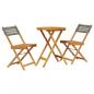 Preview: 3-tlg. Bistro-Set Grau Poly Rattan und Massivholz