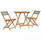 Preview: 3-tlg. Bistro-Set Grau Poly Rattan und Massivholz