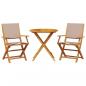 Preview: 3-tlg. Bistro-Set Taupe Stoff und Massivholz