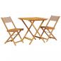 Preview: 3-tlg. Bistro-Set Taupe Stoff und Massivholz