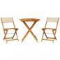 Preview: 3-tlg. Bistro-Set Beige Stoff und Massivholz