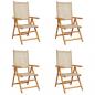 Preview: Gartenstuhl Verstellbar 4 Stk. Beige Poly Rattan Massivholz