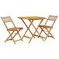 Preview: 3-tlg. Bistro-Set Beige Poly Rattan und Massivholz