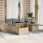 Preview: ARDEBO.de - 6-tlg. Garten-Sofagarnitur mit Kissen Beige Poly Rattan