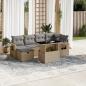 Preview: ARDEBO.de - 7-tlg. Garten-Sofagarnitur mit Kissen Beige Poly Rattan