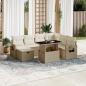 Preview: ARDEBO.de - 8-tlg. Garten-Sofagarnitur mit Kissen Beige Poly Rattan