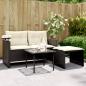 Preview: ARDEBO.de - 3-tlg. Garten-Sofagarnitur mit Kissen Schwarz Poly Rattan