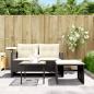 Preview: 3-tlg. Garten-Sofagarnitur mit Kissen Schwarz Poly Rattan