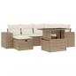 Preview: 7-tlg. Garten-Sofagarnitur mit Kissen Beige Poly Rattan